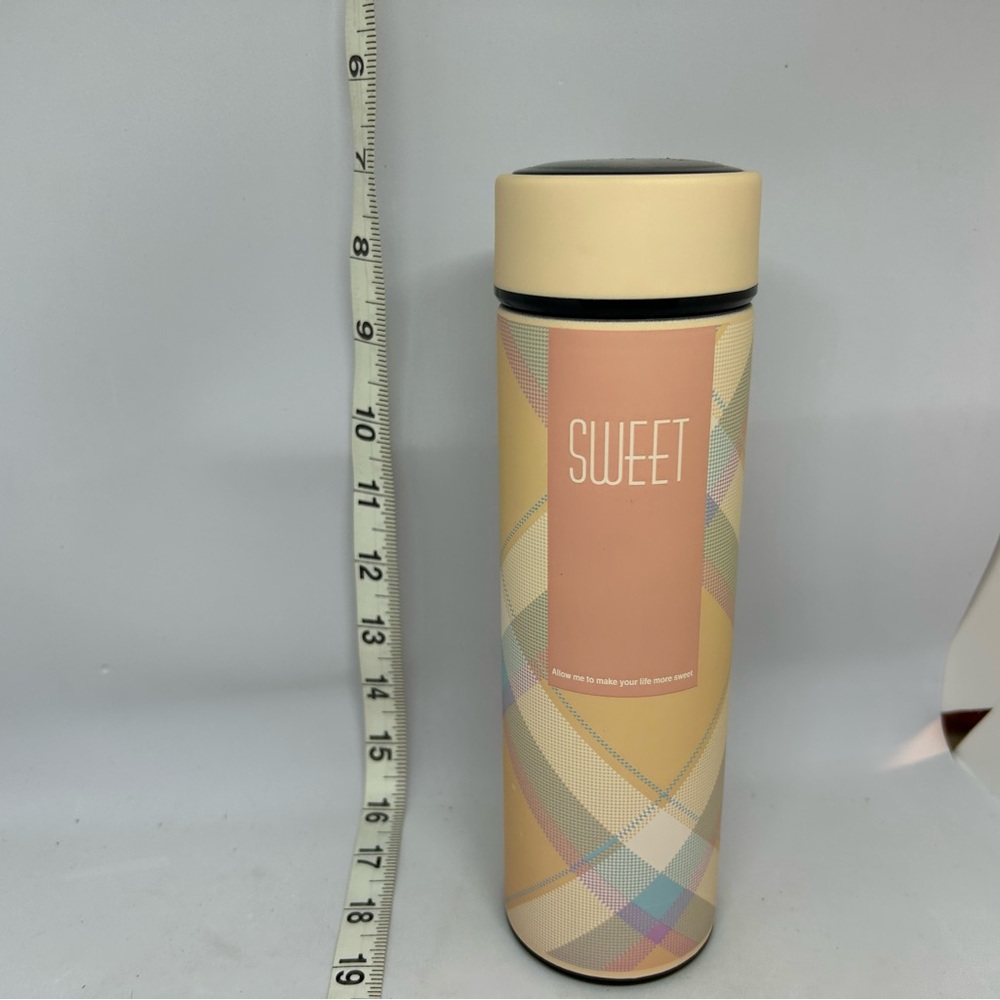 Sweet Tea‎ Infuser Stainless Steel Vacuum Mug Peach pastel Plaid